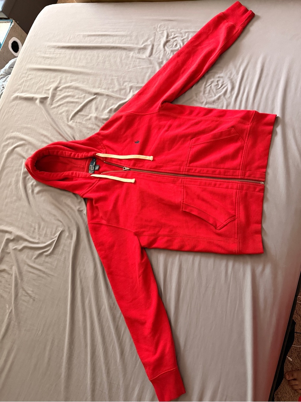 Polo by Ralph Lauren Red Zip-Up Hoodie Mens Sweatshirt Jacket Pony Horse Jockey - Picture 4 of 5